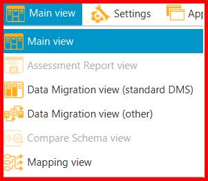 Picture showing an option to switch to the Main view